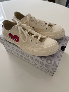 Converse Chuck 70 CDG Low Top Sneakers in Ivory and Red
